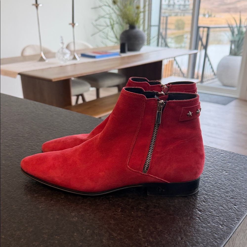 Aldo Red Suede Men's Boots with Star Detail